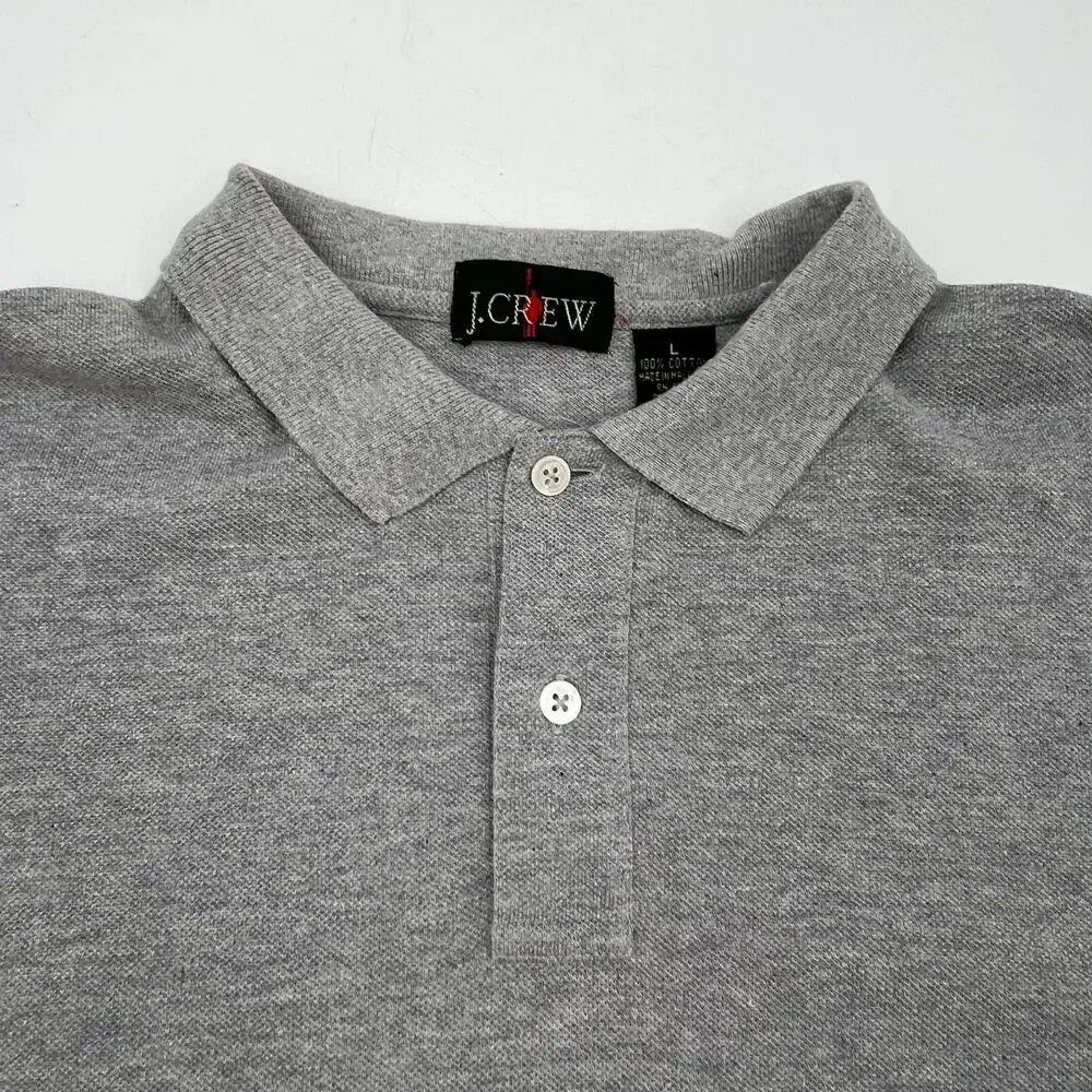 J. Crew Men's Classic Piqué Polo Shirt Vintage 80s Gray